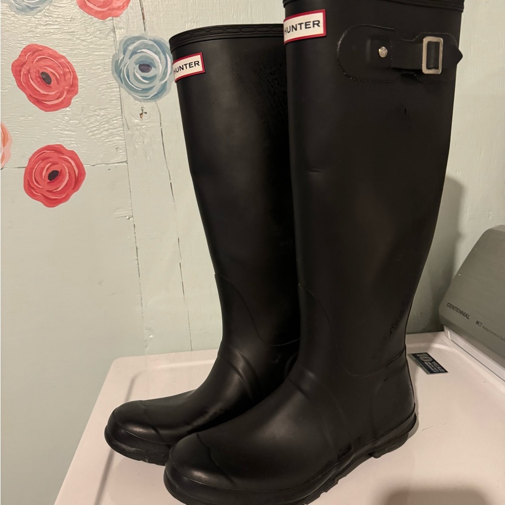 Hunter Black Tall Rain Boots